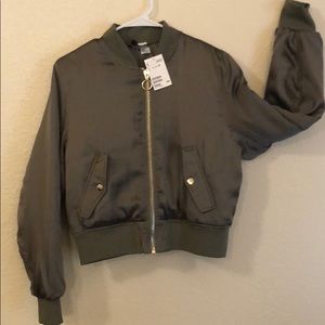 Olive green bomber jacket. Never worn